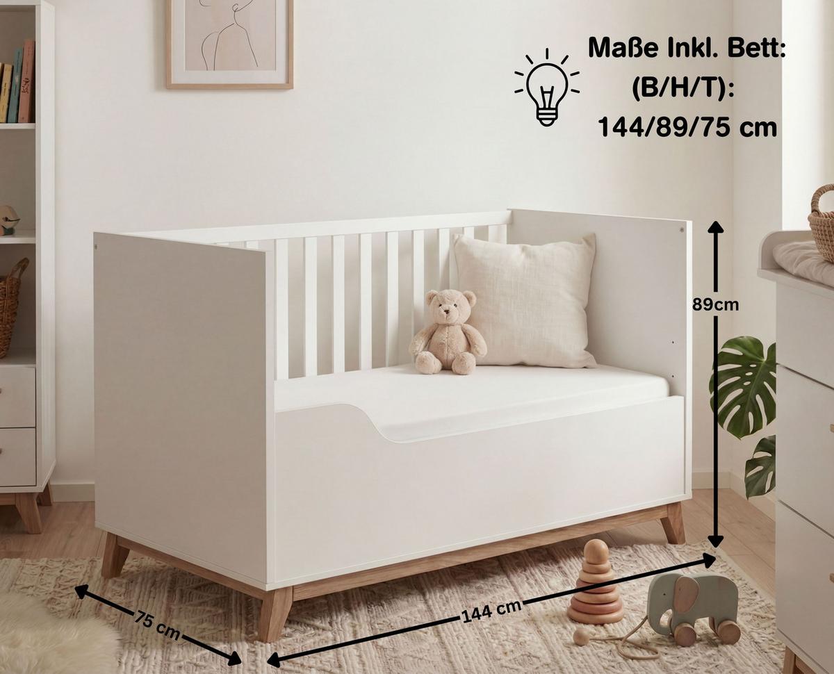 UMBAUSEITE für Babybett Lina 70 x 140 cm - Weiß, Holzwerkstoff (139/39/2cm) - arthur berndt