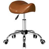 ARBEITSHOCKER Drehstuhl Drehhocker Rollhocker Sattelhocker Hocker Braun - Chromfarben/Braun, Kunststoff/Metall (52/61/53cm) - HOMCOM