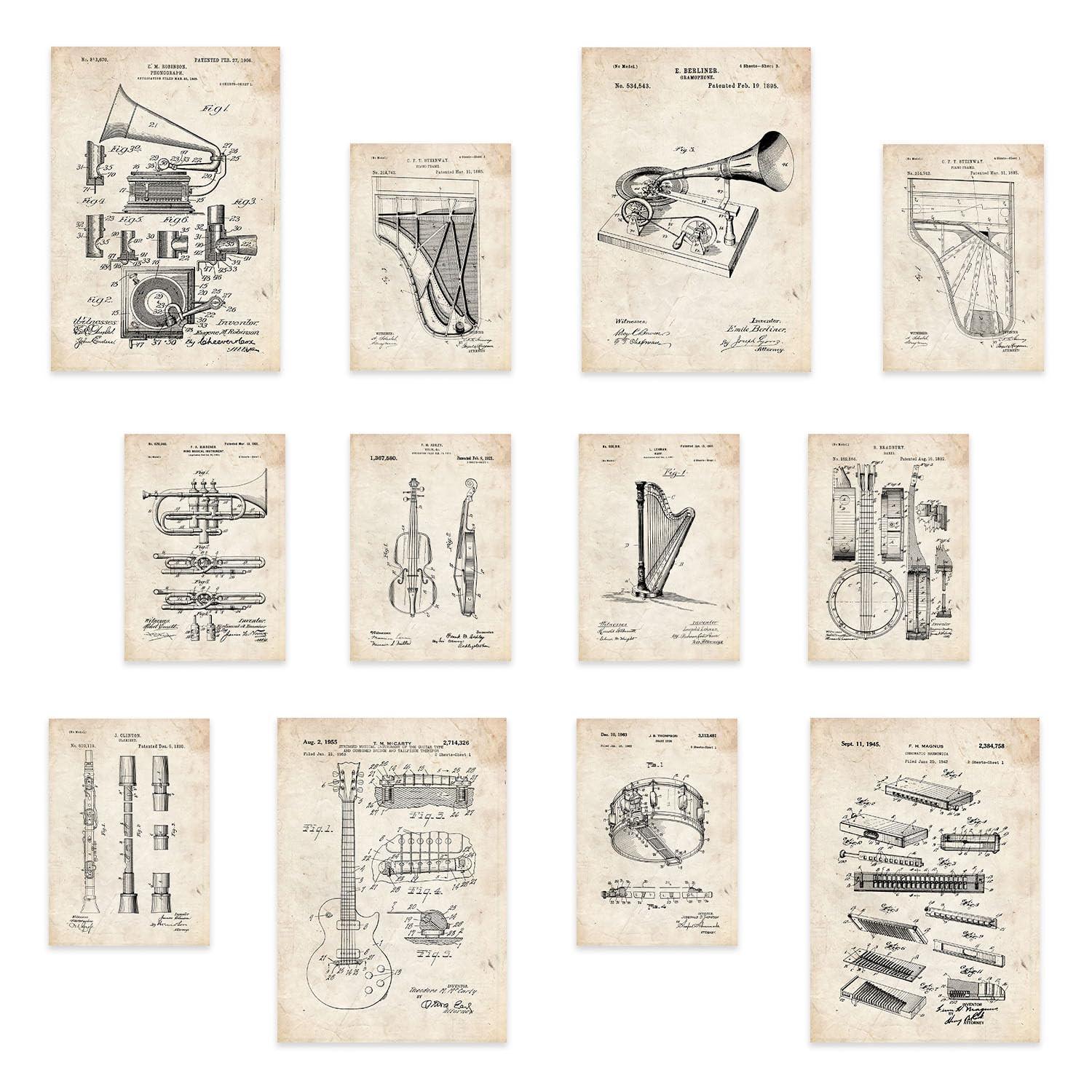 POSTER Set Mit 12 Design-Instrument A3 Rahmenlos - Klar, Papier (29.7/5/42cm) - Nacnic