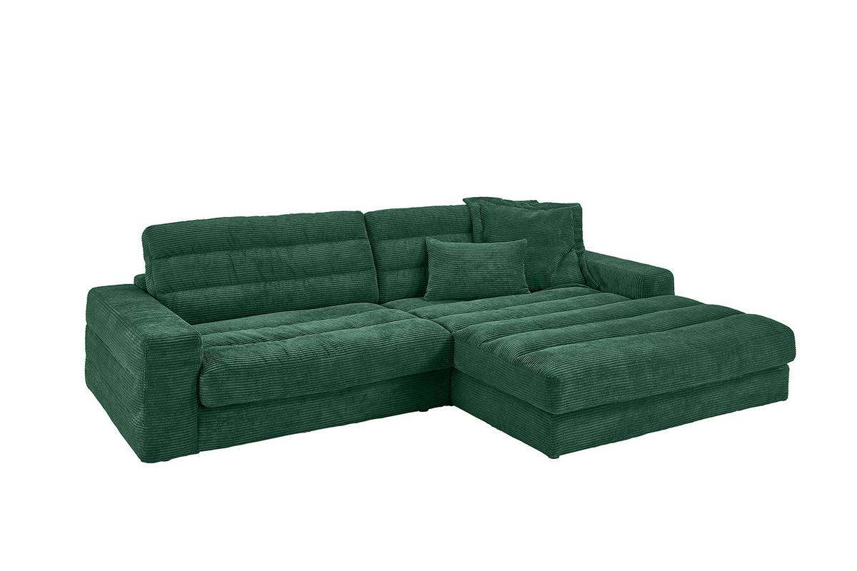 ECKSOFA LANA SOFA Smaragdgrün Cord - Smaragdgrün/Schwarz, Textil (296/205cm) - KAWOLA