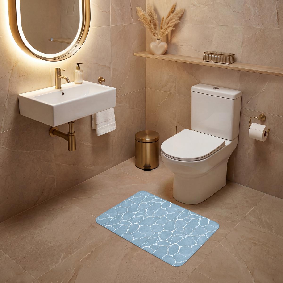 WC-VORLEGER Organisch - Muster - Blau Toilettenvorleger 60x40 cm - Hellblau, Textil (60/1cm) - OnlyWow