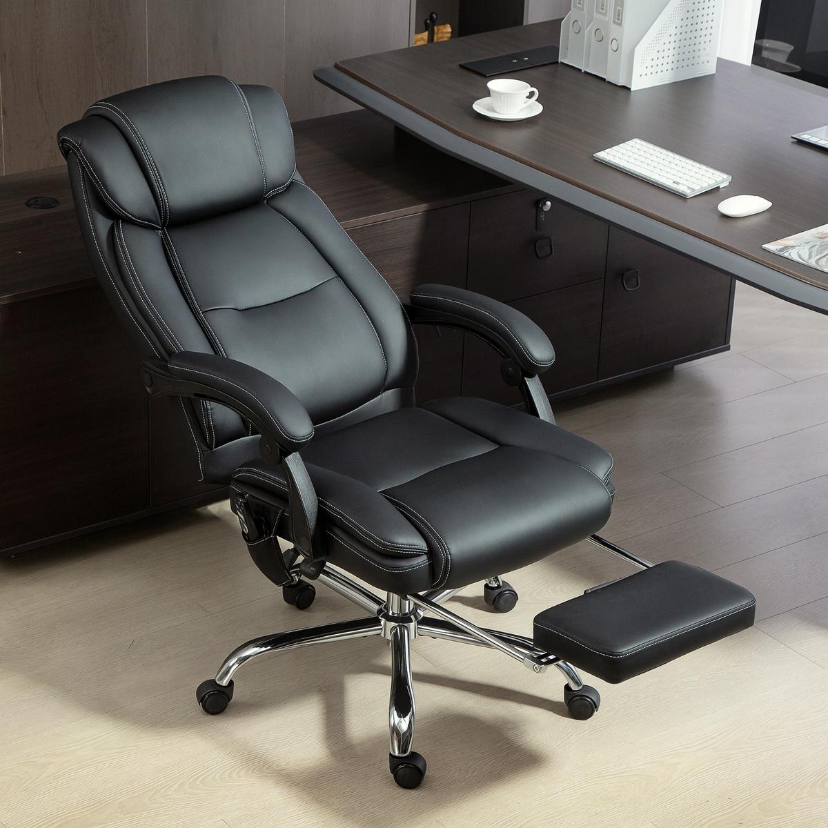 BÜROSTUHL Polyurethan Schwarz - Schwarz, Kunststoff/Metall (67/119/72cm) - HOMCOM