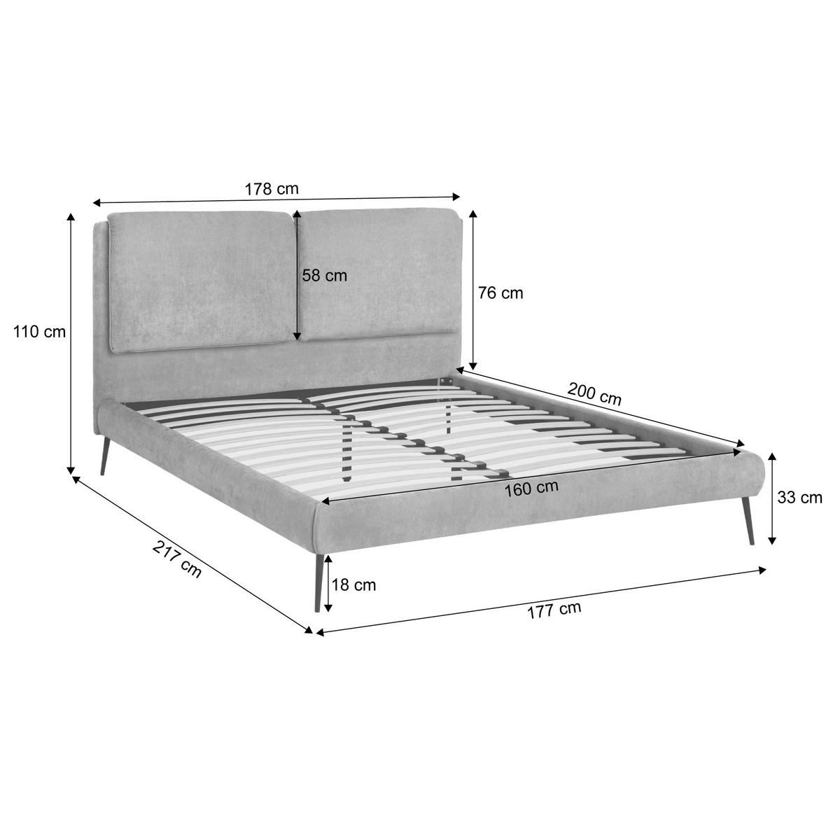 POLSTERBETT Nuit, Doppelbett 160x200 cm ohne Matratze, Chenille-Stoff, Dunkelgrau - Dunkelgrau, Textil (160/200cm) - Beautysofa