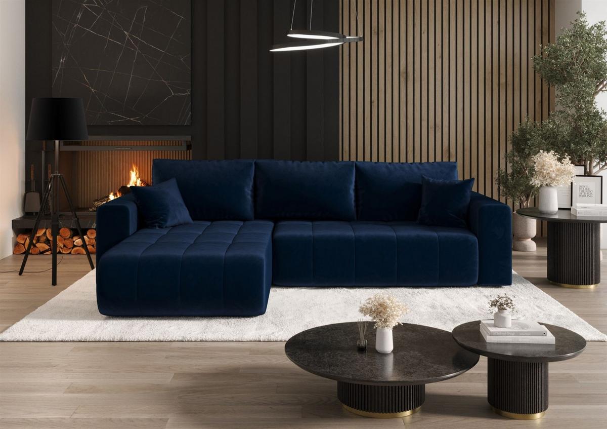 ECKSOFA Camila - Dunkelblau, Holzwerkstoff/Textil (280/185cm) - Fun Möbel