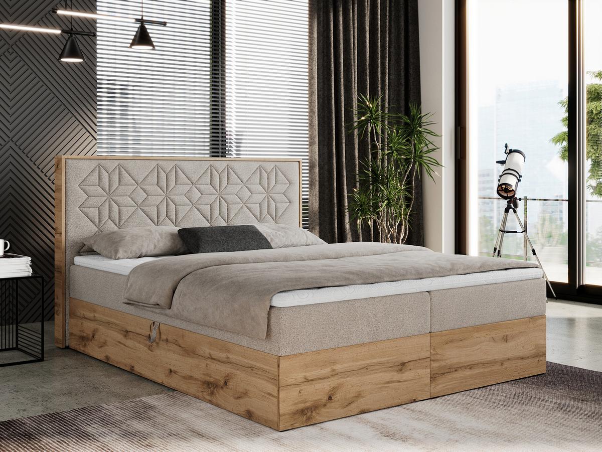 BOXBETT NESSI - 140/200 Beige Struktur - H3 - Beige, Holz/Textil (140/200cm) - MKS