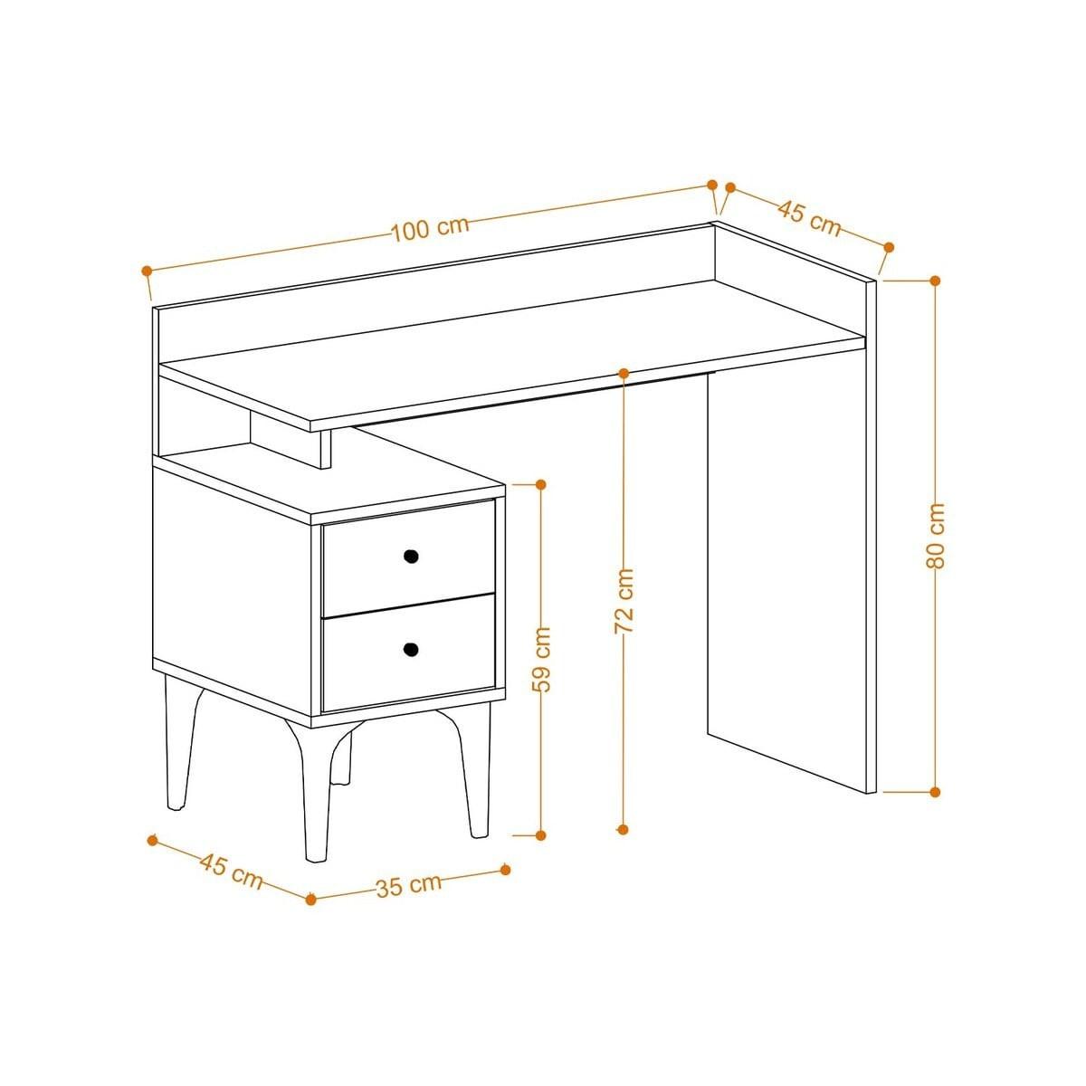 SCHREIBTISCH mit 2 Aufbewahrungsschubladen Holzdekor Eiche B100 cm - PUUK - Eschefarben, Holzwerkstoff (48/45/80cm) - Calicosy