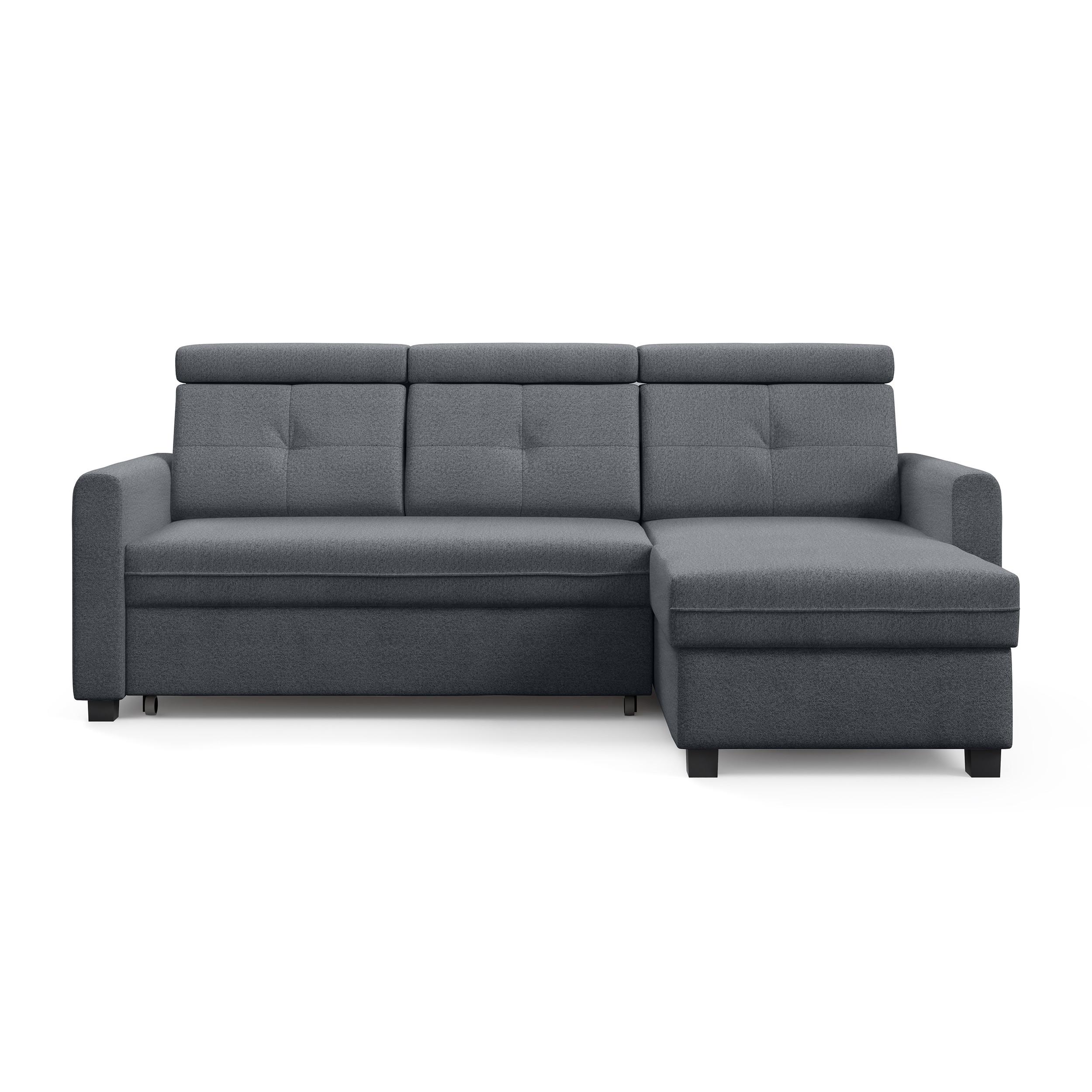 ECKSCHLAFSOFA Milano, Grau, rechts - Schwarz/Grau, Textil (217/166cm) - Beautysofa