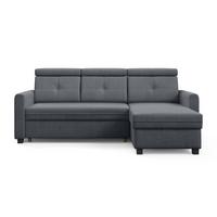 ECKSCHLAFSOFA Milano, Grau, rechts - Schwarz/Grau, Textil (217/166cm) - Beautysofa