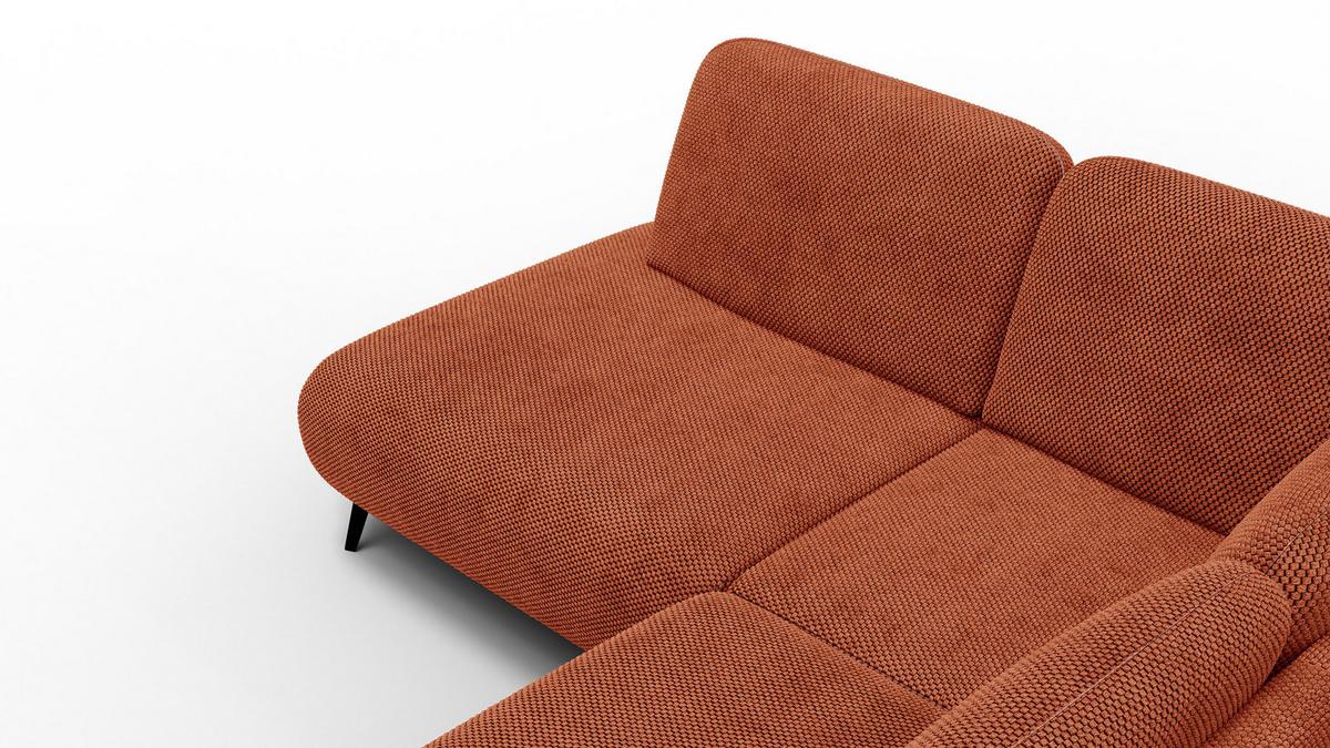 ECKSOFA FEBE 5-Sitzer links, dunkelorange - Dunkelorange/Schwarz, Holz/Textil (271/190cm) - Wozimo