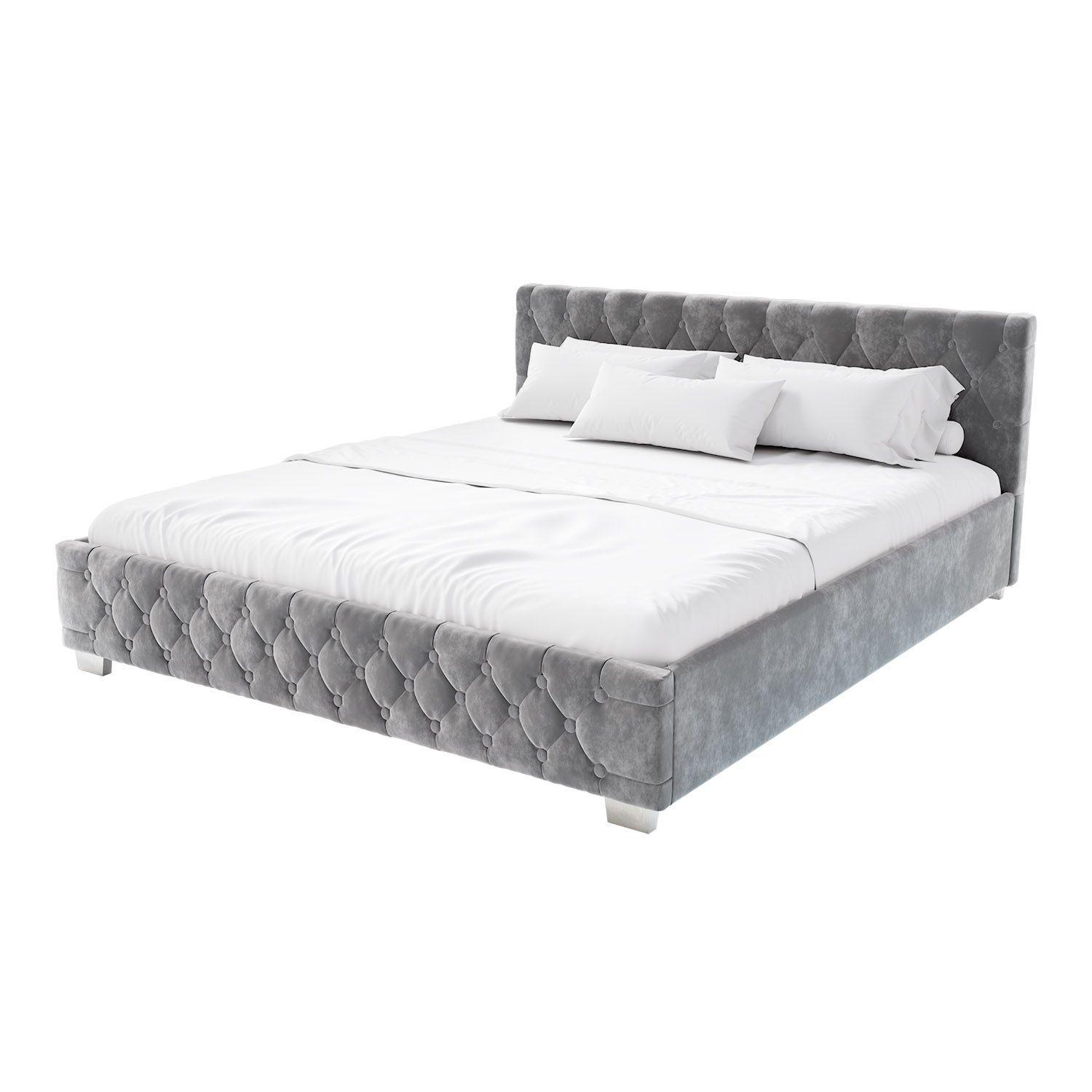 POLSTERBETT Nizza dunkelgrau 180x200 cm mit Matratze - Dunkelgrau, Holzwerkstoff (180/200cm) - Juskys