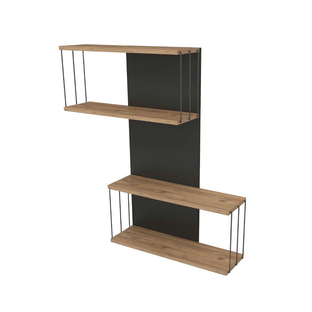WANDREGAL mit 2 Fächern 65/19/96 cm - Anthrazit, Holzwerkstoff (19/96/7cm) - Calicosy