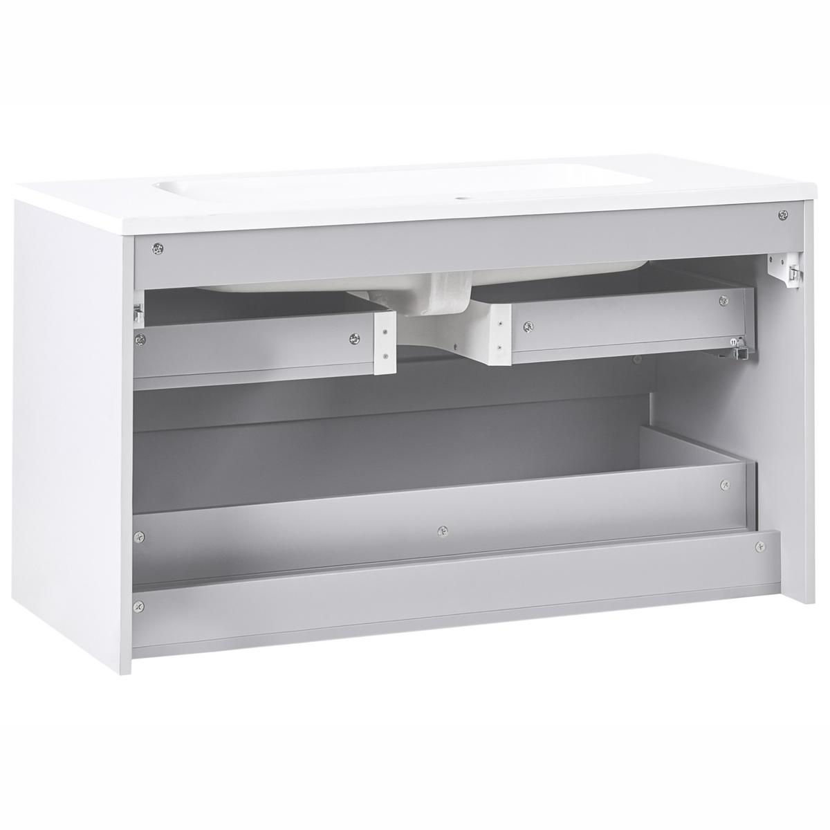WASCHBECKENUNTERSCHRANK wandmontiertk mit Waschbecken Grau Bahia - Hellgrau, Holzwerkstoff (100/55/110cm) - Beliani