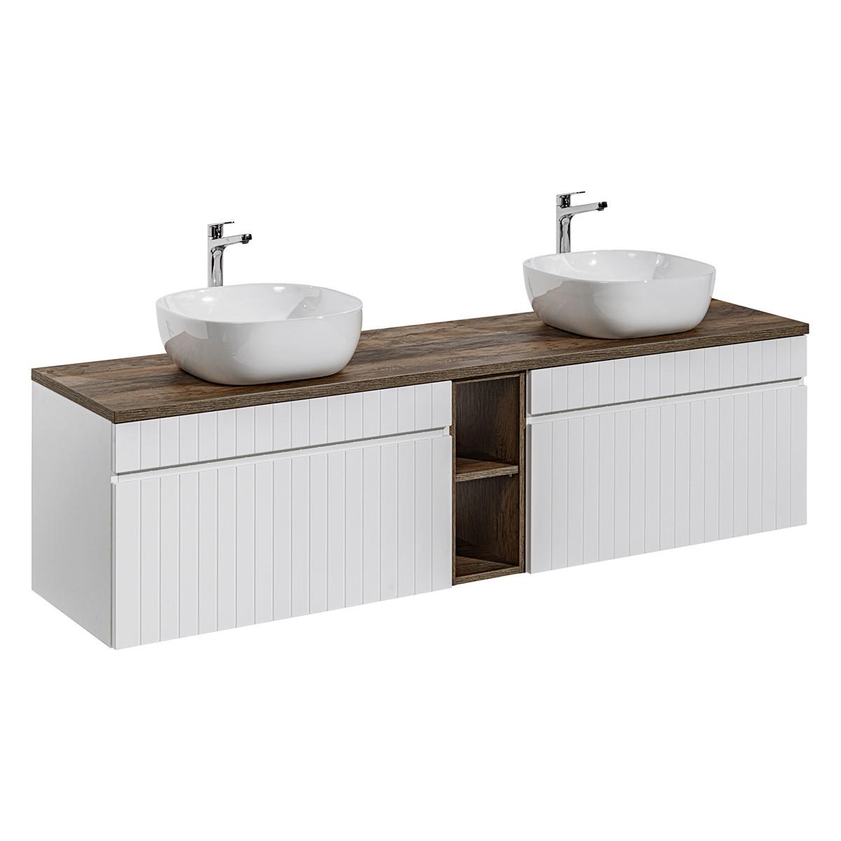 DOPPELWASCHTISCH 180cm Zelie Weiß - Weiß, Holzwerkstoff (180/48/46cm) - Petits-meubles