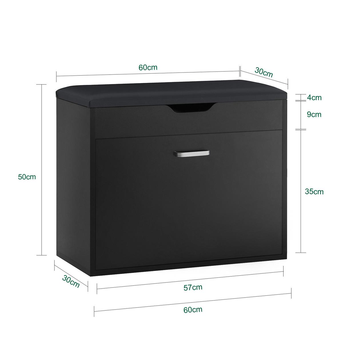 SCHUHBANK Schwarz - Schwarz, Holzwerkstoff (60/50/30cm) - SoBuy