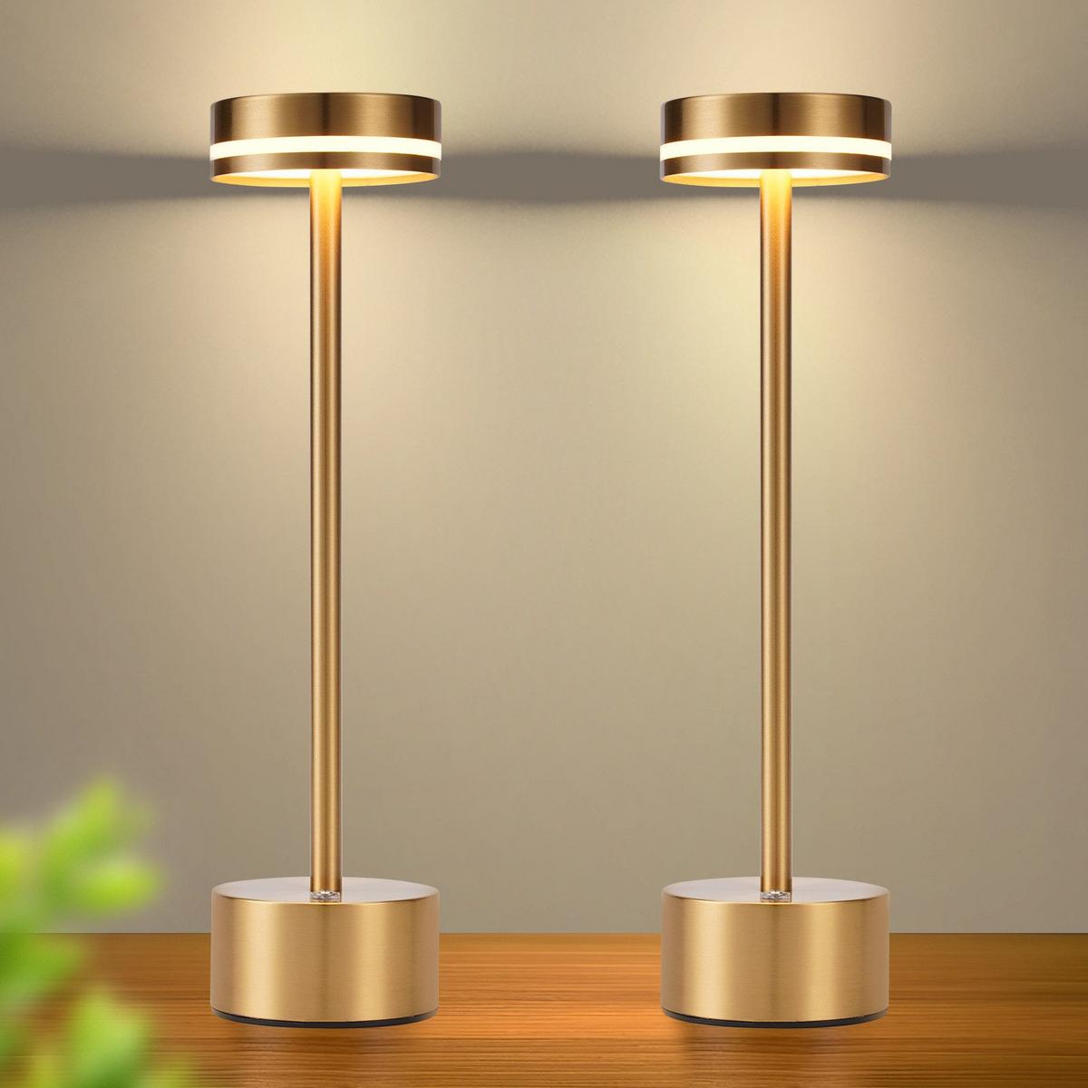 TISCHLEUCHTE Strahler 8/8/31.5 cm（2er-set） - Goldfarben, Kunststoff/Metall (8/8/31.5cm) - ZMH