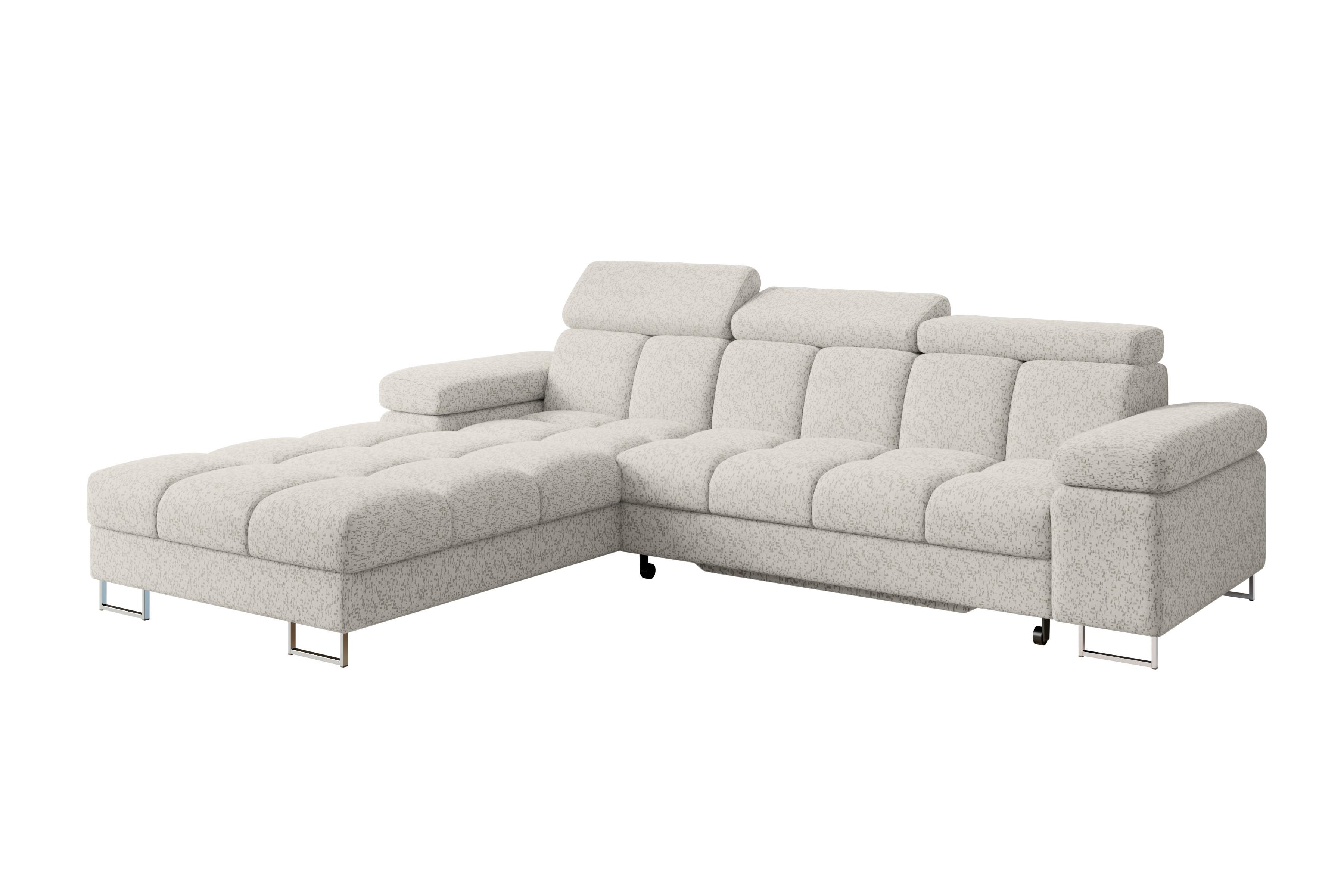 ECKSOFA mit Schlaffunktion Ottomane Links 271x203x79 Hellgrau Tissu - Hellgrau, Holzwerkstoff/Textil (271/203cm) - ALTDECOR