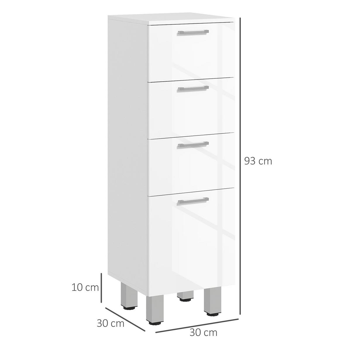 BADEZIMMERSCHRANK Spanplatte Weiß - Weiß, Holzwerkstoff (30/93/30cm) - Kleankin
