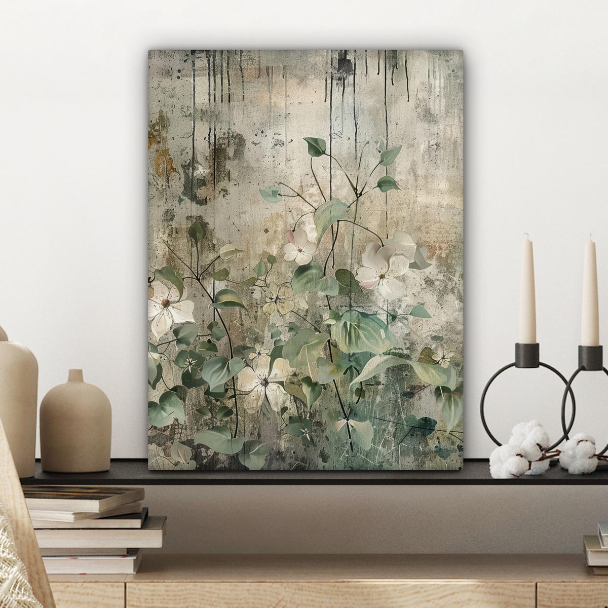 LEINWANDBILD Blumen - Blätter - Abstrakt - Modern Room Decor 30x40 cm - Grau, Textil (30/40cm) - MuchoWow