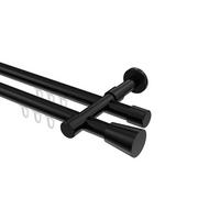 GARDINENSTANGE INNENLAUF Prestige Sitra 300 cm (geteilt in 3 x 100 cm), 2-läufig, 20 mm Ø Schwarz - Schwarz, Metall (300cm) - INTERDECO