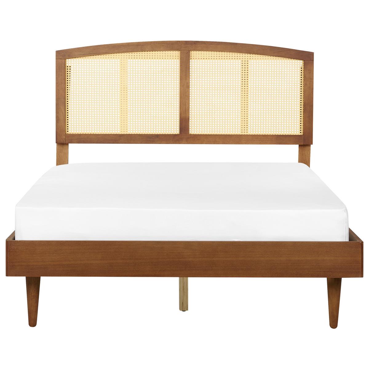 BETT mit Lattenrost 140/200 cm Gummibaumholz Braun Varzy - Braun, Holz (140/200cm) - Beliani