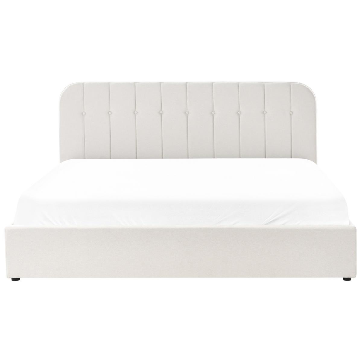BETT mit Stauraum 180/200 cm Stoff Cremeweiß Challans - Creme, Textil (180/200cm) - Beliani