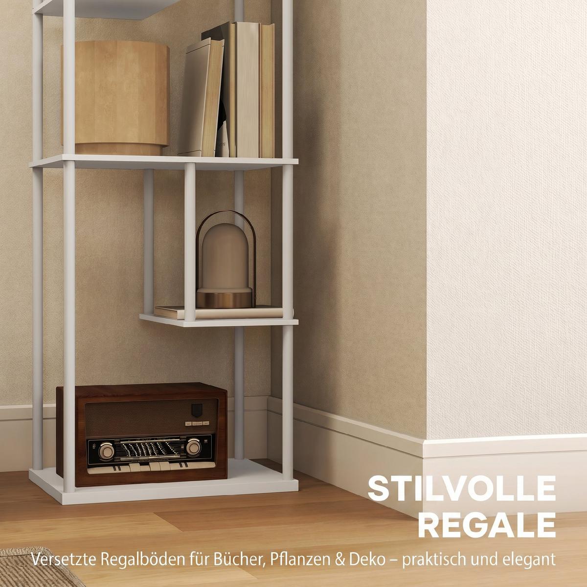 STEHLAMPE MDF Metall Weiß - Weiß, Holzwerkstoff (40/29/171cm) - HOMCOM