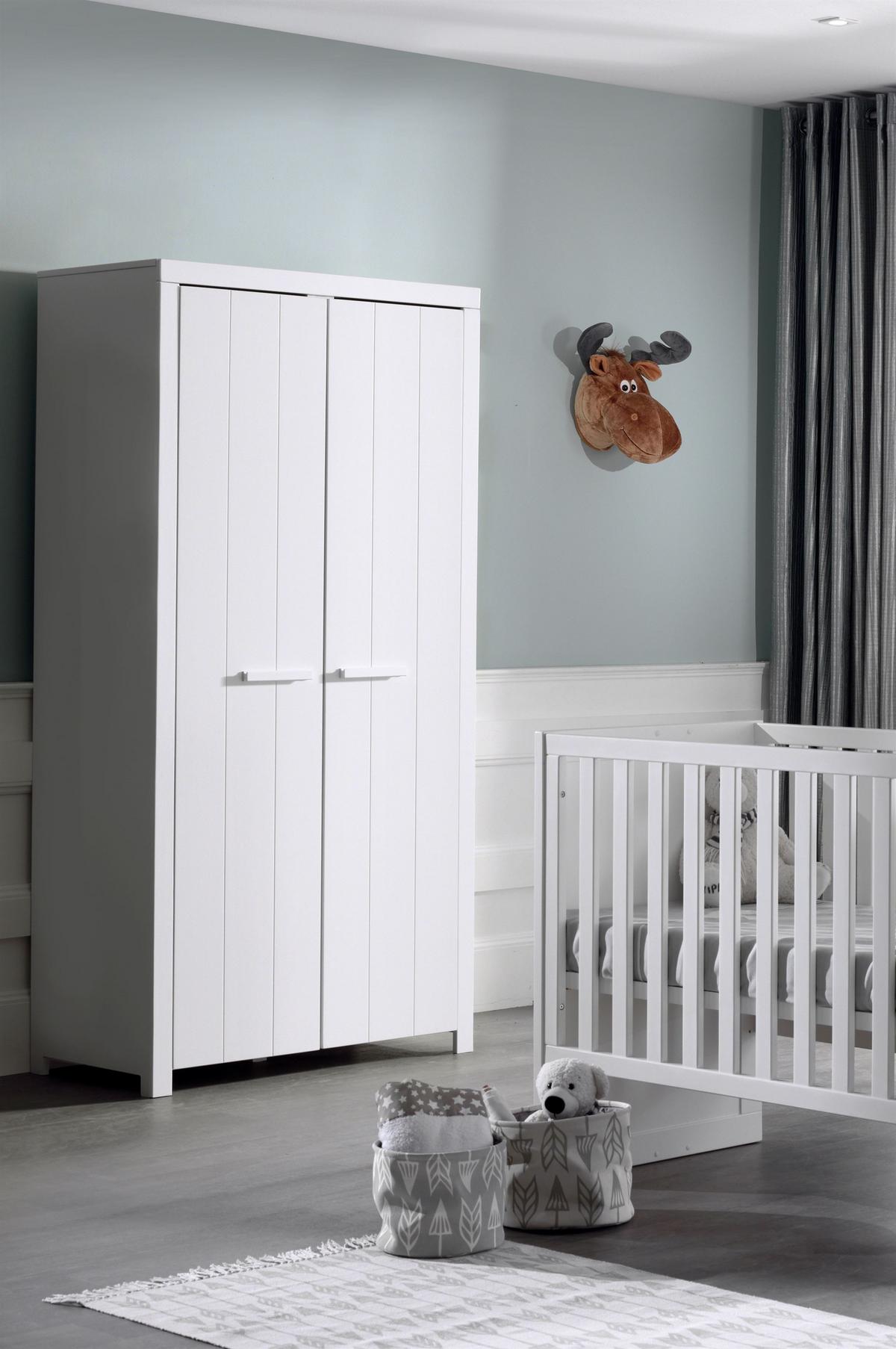 KINDERZIMMERSCHRANK Karalynn 100x58x206 mit 2 Türen MDF Weiß - Weiß, Holzwerkstoff (100/206/58cm) - 58aufmkessel