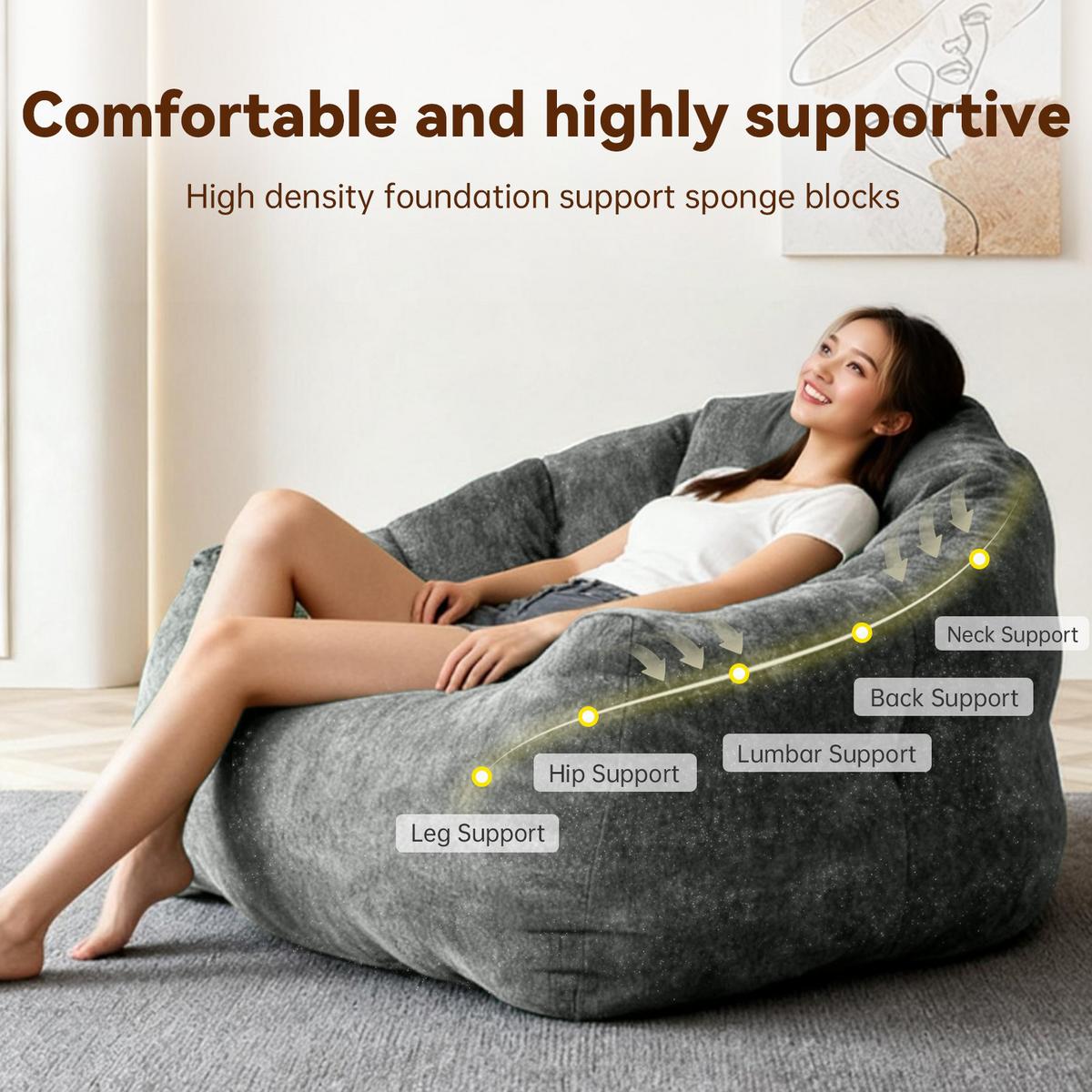 SESSEL aus Flanell mit ergonomischer Bärentatzen-Form - Grau, Textil (86.3/64.7/99cm) - Urban Meuble