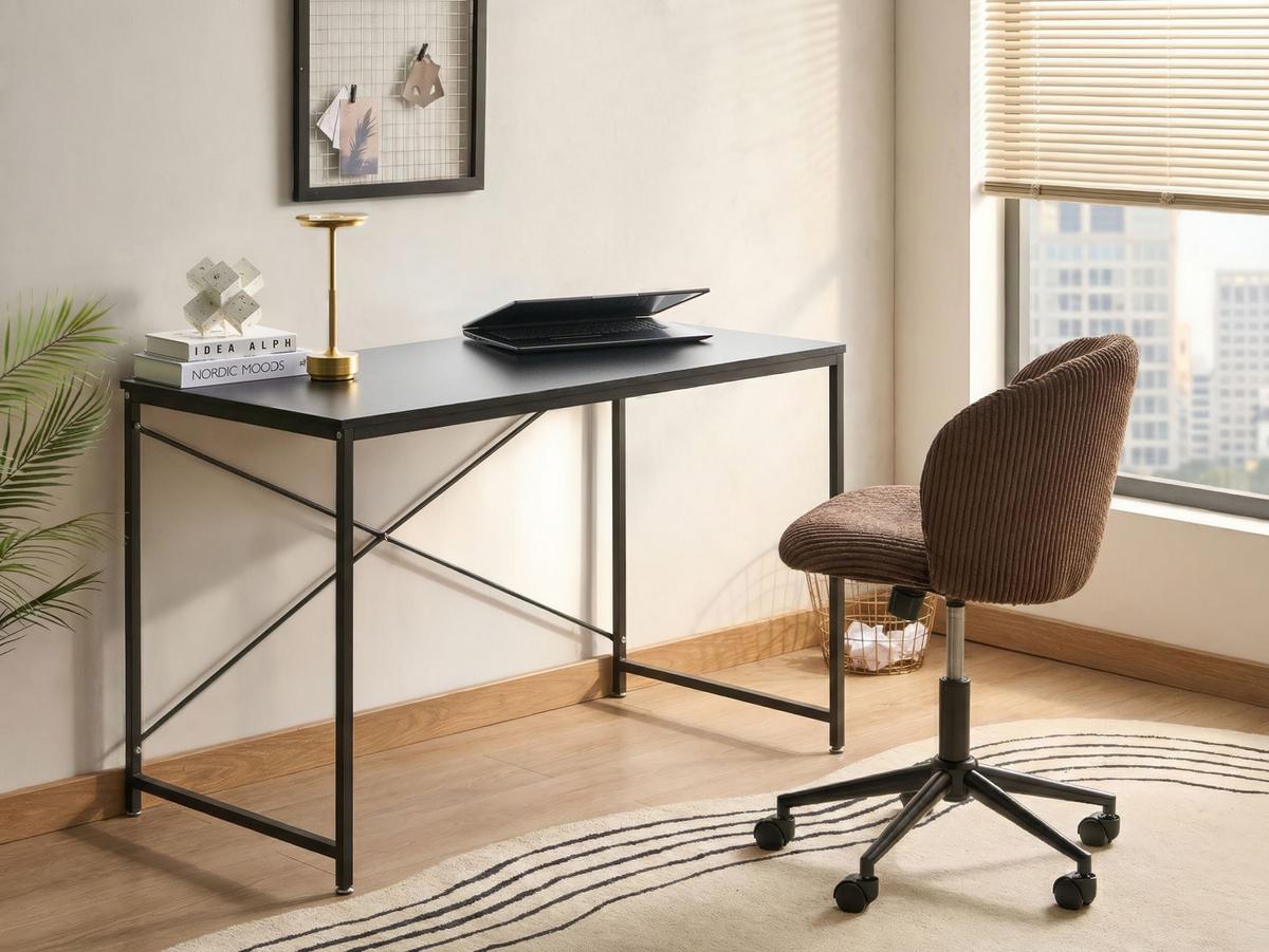 SCHREIBTISCH Schwarz 120/60 cm Andaste - Schwarz, Holzwerkstoff (60/120/75cm) - Beliani