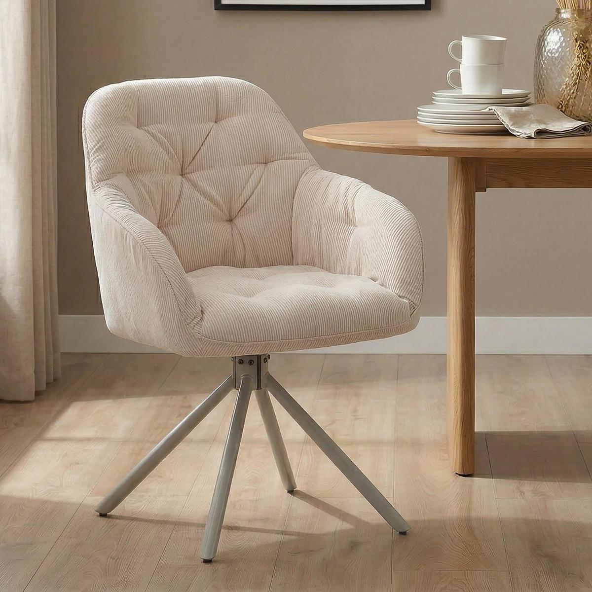 ESSZIMMERSTUHL AYA cremeweiß - Creme, Textil (57/83/45cm) - IDIMEX