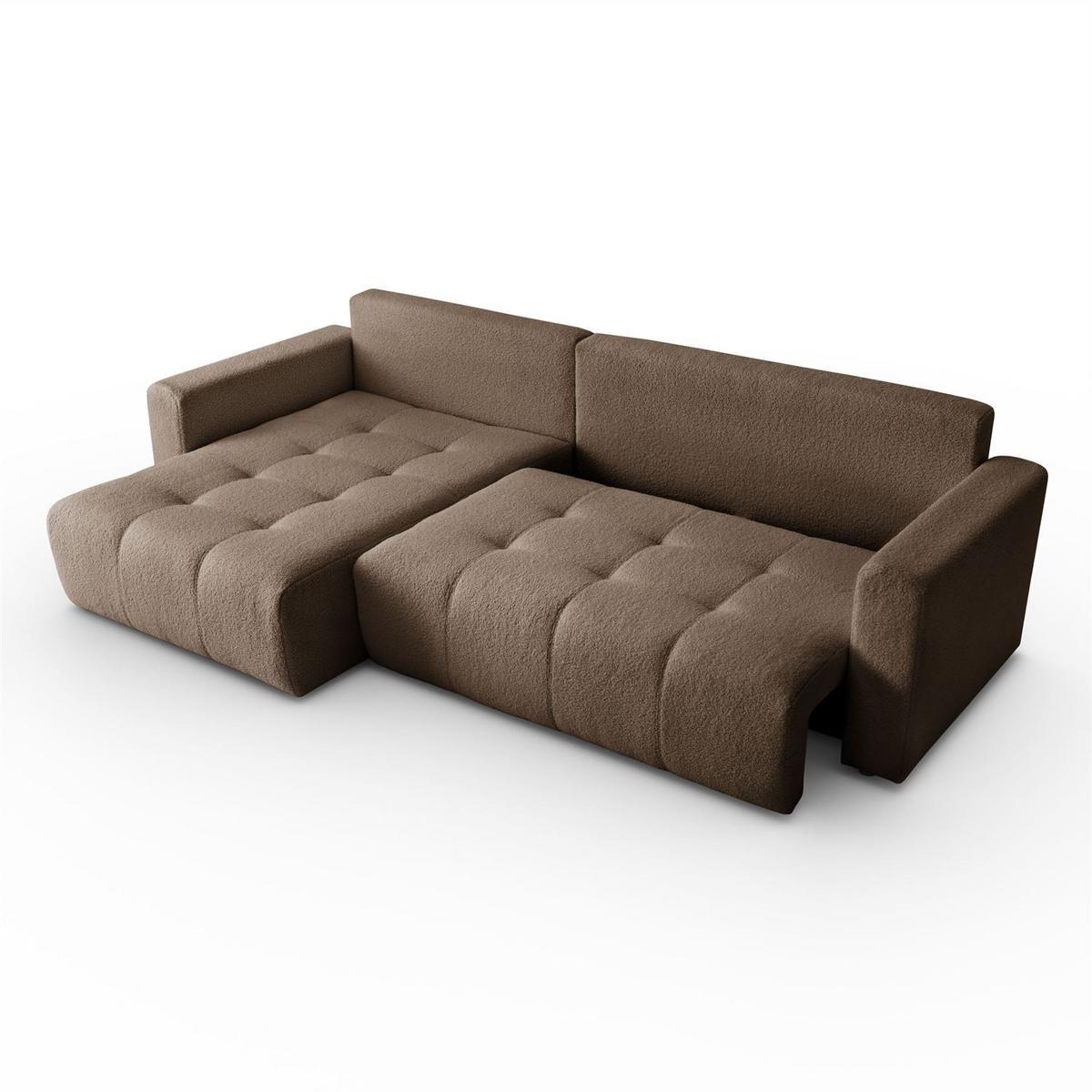 ECKSOFA ASTON mit Schlaffunktion und Bettkasten - Braun, Textil (261/143cm) - Lookway