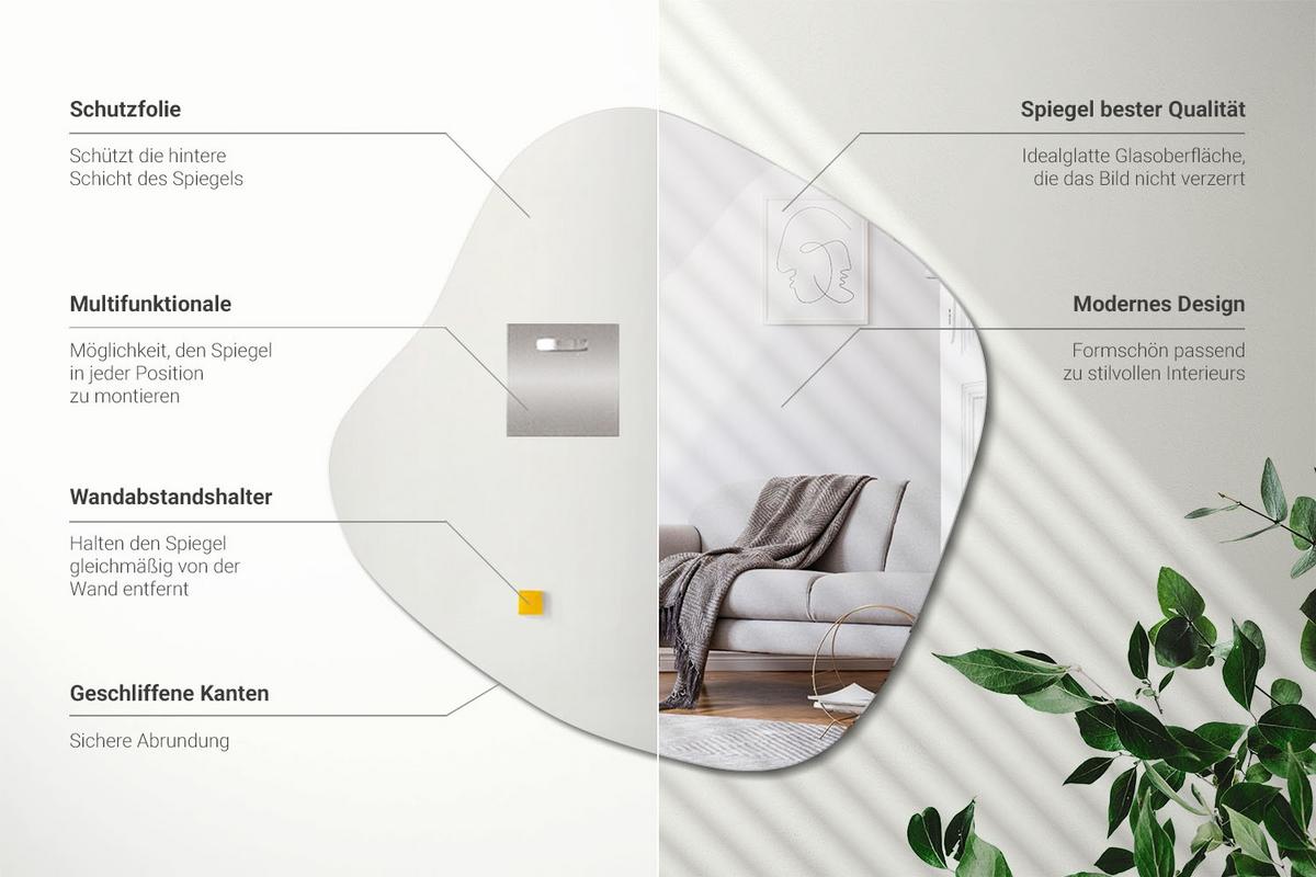 SPIEGEL 67,6x67 cm Asymmetrisch - Transparent, Glas (67.6/67/0.4cm) - Wallfluent