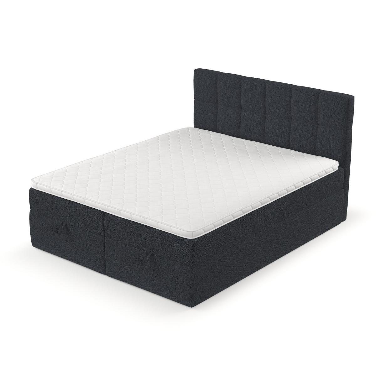 BOXBETT Savio 140/200 cm Anthrazit im Riva Stoff - Anthrazit/Schwarz, Holz/Holzwerkstoff (140/200cm) - AltaBeds