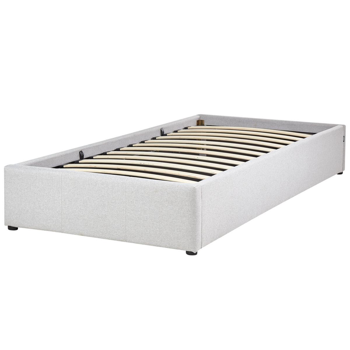 POLSTERBETT Grau 90/200 cm Dinan - Grau, Holz/Textil (90/200cm) - Beliani