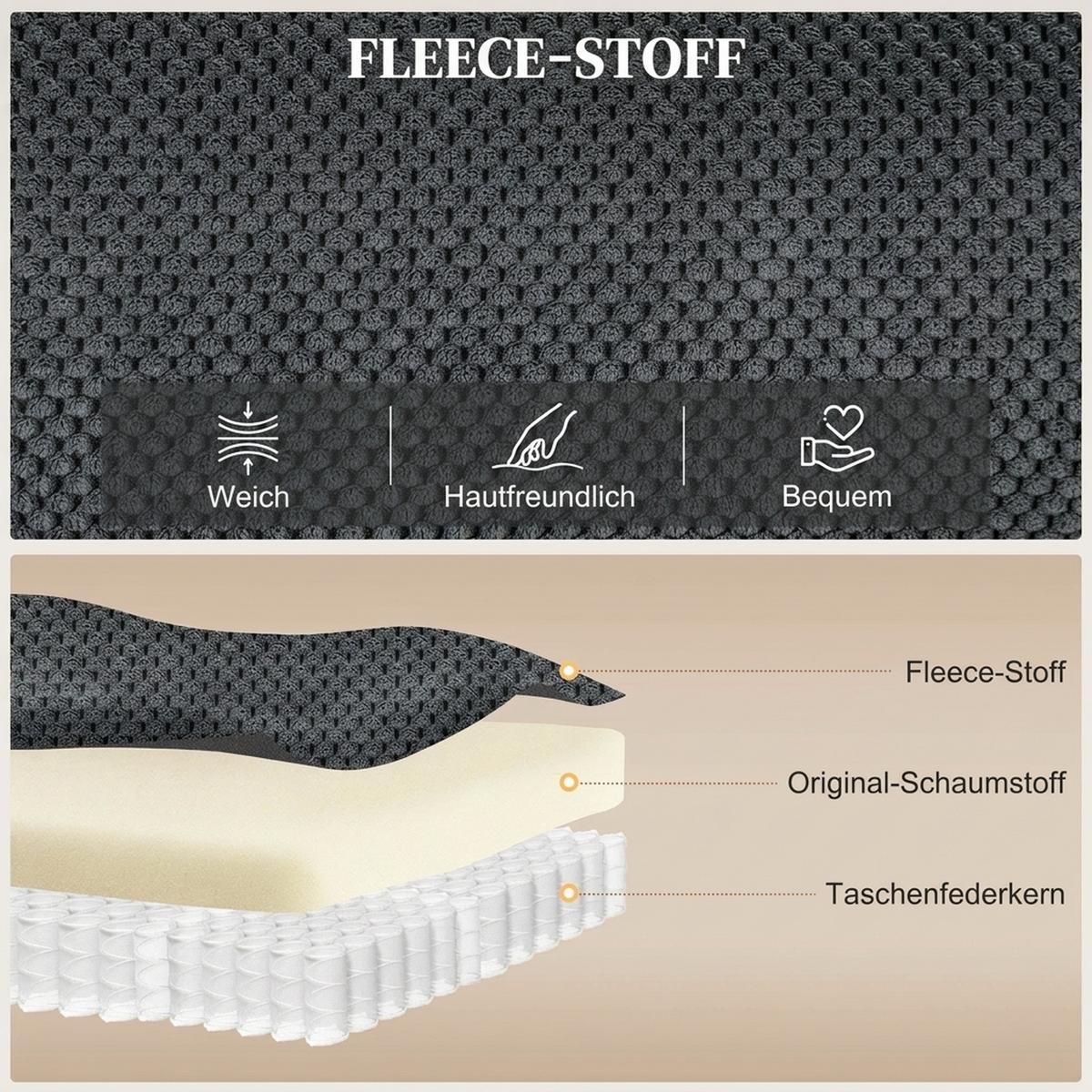 ELEKTRISCHER-RELAXSESSEL Samt Metall Dunkelgrau - Dunkelgrau/Schwarz, Textil/Metall (90/105/96cm) - HOMCOM