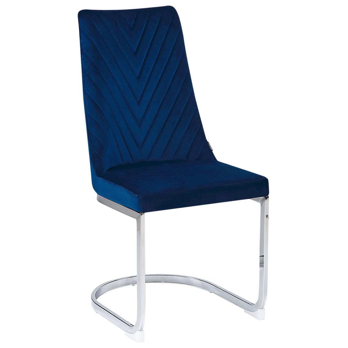 ESSZIMMERSTUHL 2er-Set Samtstoff kobaltblau Altoona - Blau/Silberfarben, Textil (46/96/58cm) - Beliani