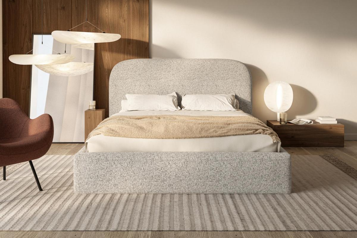 BETT 200x200 - Polsterbett mit Bettkasten und Metallrahmen - Modern Betten - Eleganter Puente-Stoff - Kollektion Verona - Beige Melange - Beige, Holz/Textil (200/200cm) - Alpi-Möbel