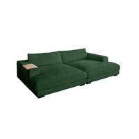 BIG SOFA XL MIT TABLETT MADELINE Smaragdgrün Cord - Smaragdgrün/Schwarz, Kunststoff/Textil (290/85/190cm) - KAWOLA