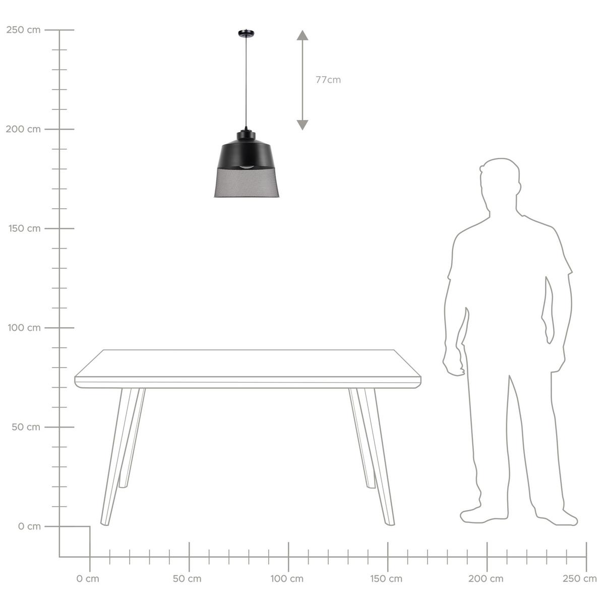 HÄNGELEUCHTE Muga 33/33/114 cm - Schwarz, Metall (33/33/114cm) - Beliani
