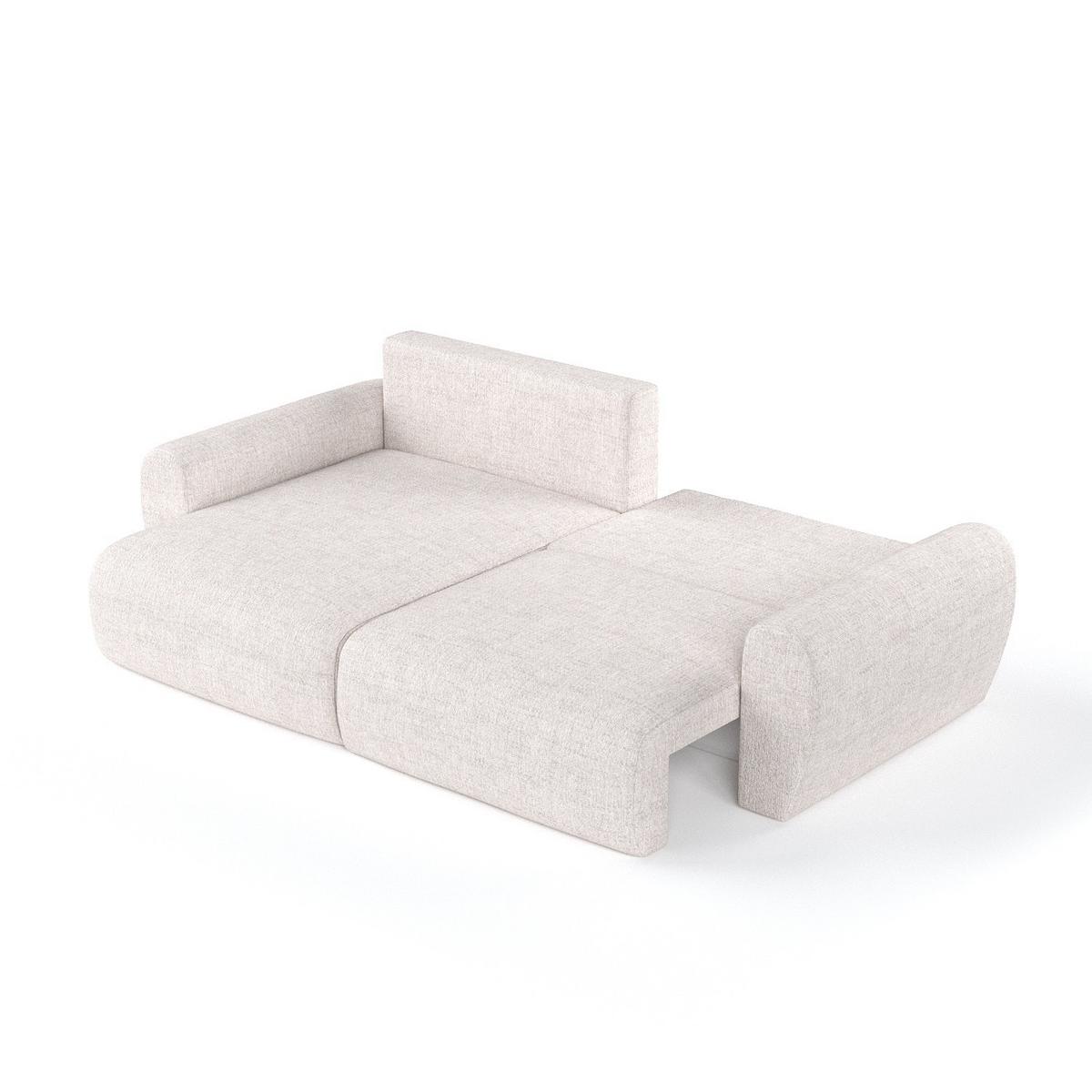 ECKSOFA OMARI mit Schlaffunktion Hellbeige im Neve Stoff - Sandfarben/Schwarz, Holz/Holzwerkstoff (253/153cm) - AltaBeds