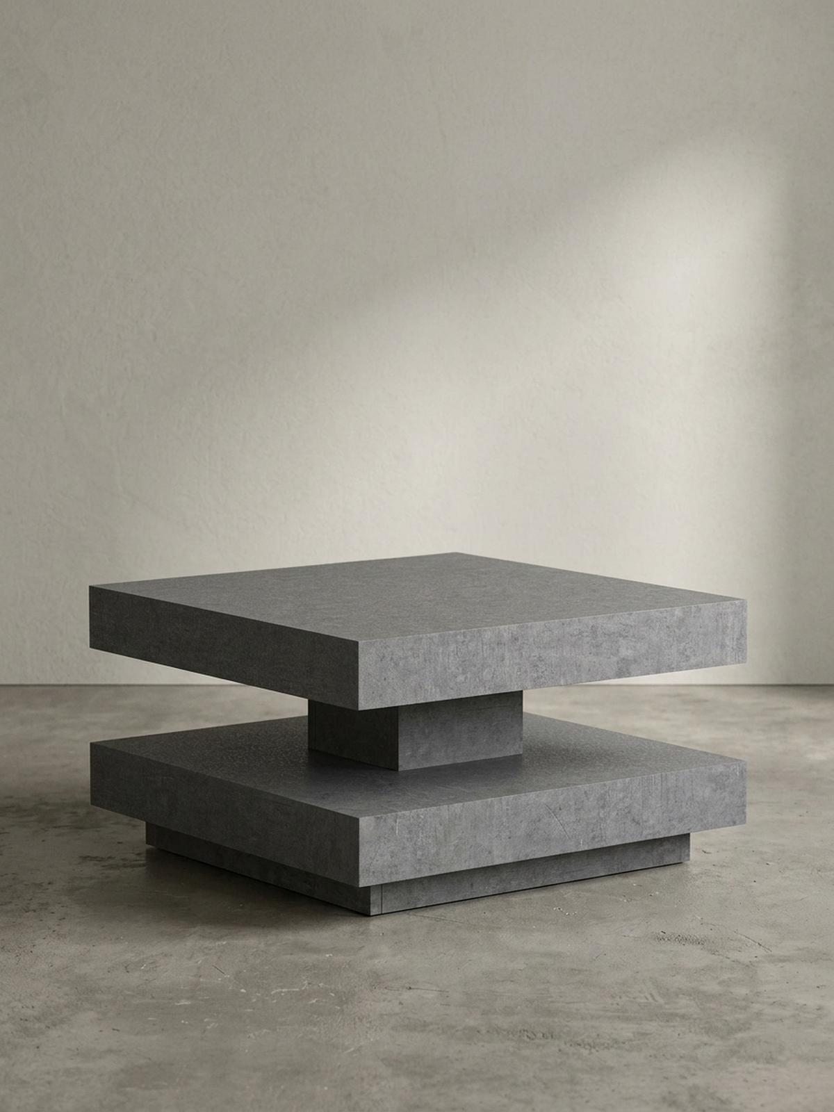 COUCHTISCH in Stein-Optik mit Stauraum, Modernes Design, Quadratisch, Grau 60x60x34 cm - Grau, Holzwerkstoff (60/60/34cm) - KADIMA DESIGN
