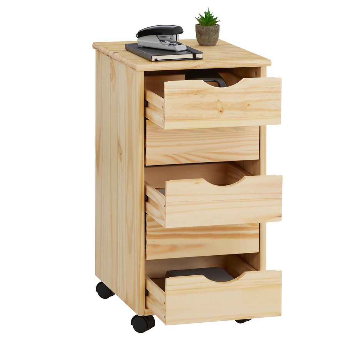 ROLLCONTAINER LAGOS - Naturfarben, Holz (35/65/40cm) - IDIMEX