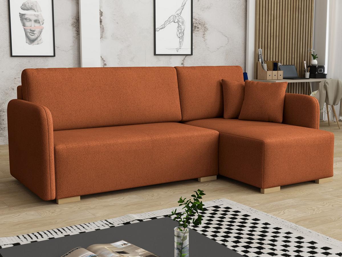 ECKSOFA Como L - Orange/Naturfarben, Holz/Textil (220/140cm) - MIRJAN24