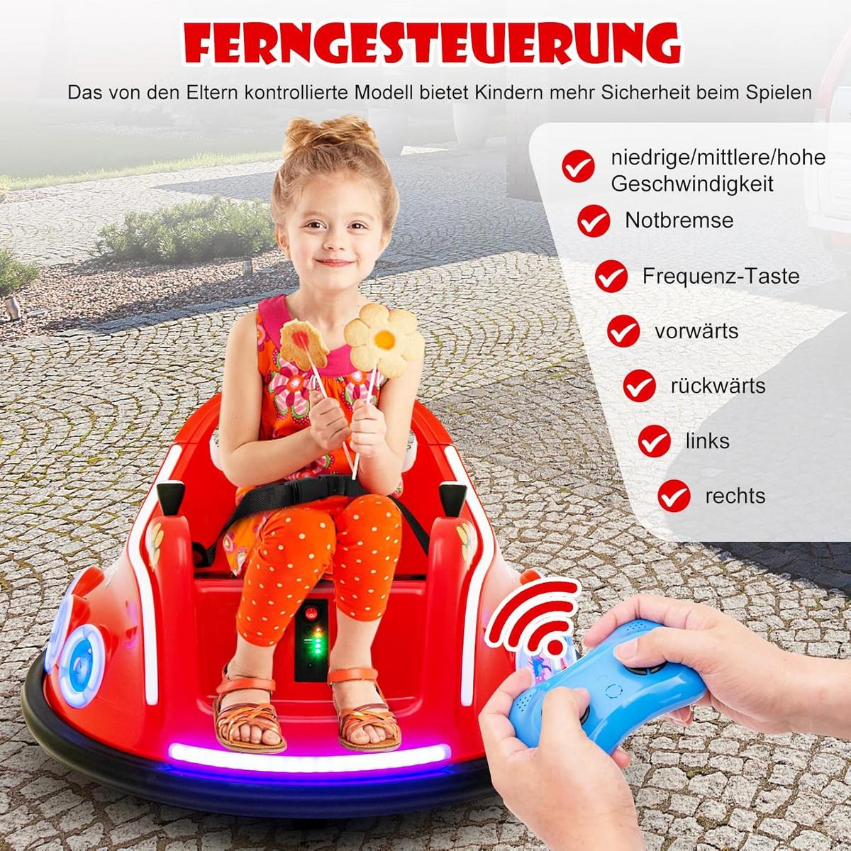 AUTOSCOOTER 12V Kinder Rot - Rot, Kunststoff (73/43/73cm) - COSTWAY