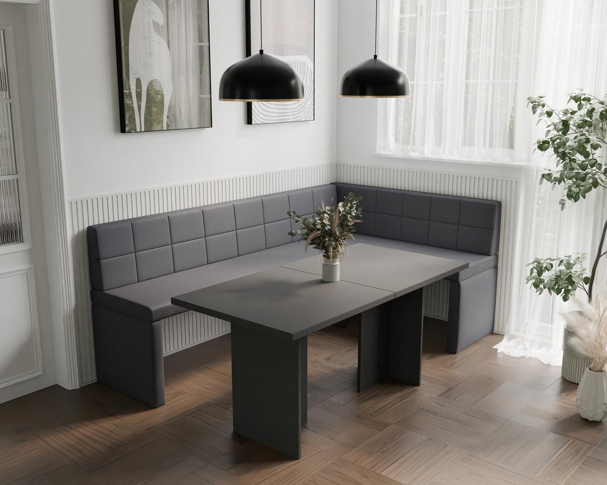 ECKBANK rechts MELVIN Kunstleder, 128/168 cm Dunkelgrau - Dunkelgrau, Holz/Kunststoff (128/168cm) - Idohome