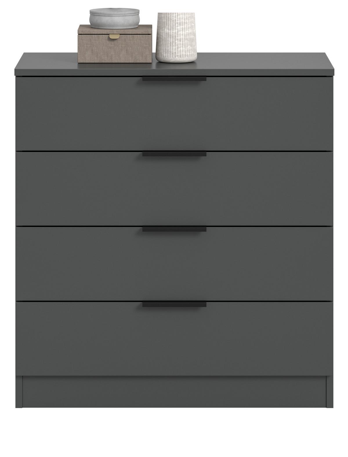 KOMMODE grau 74 x 80 cm, Schubladenkommode mit 4 Schubkästen - Grau, Holzwerkstoff/Metall (74/80/35cm) - Inn.Furn