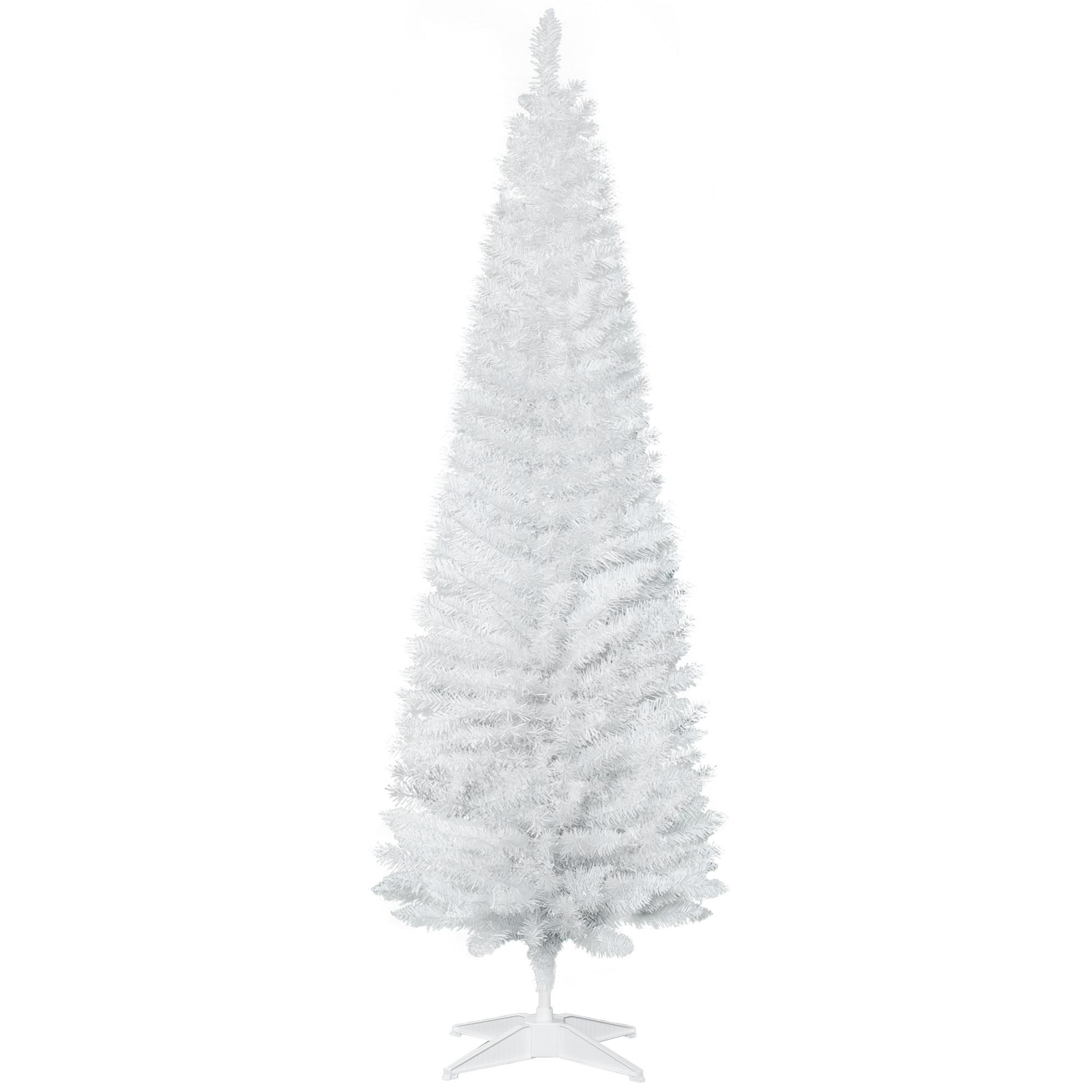 WEIHNACHTSBAUM 390 Spitzen Tannenbaum mit Kunststoffständer Weiß - Weiß, Kunststoff (180cm) - HOMCOM