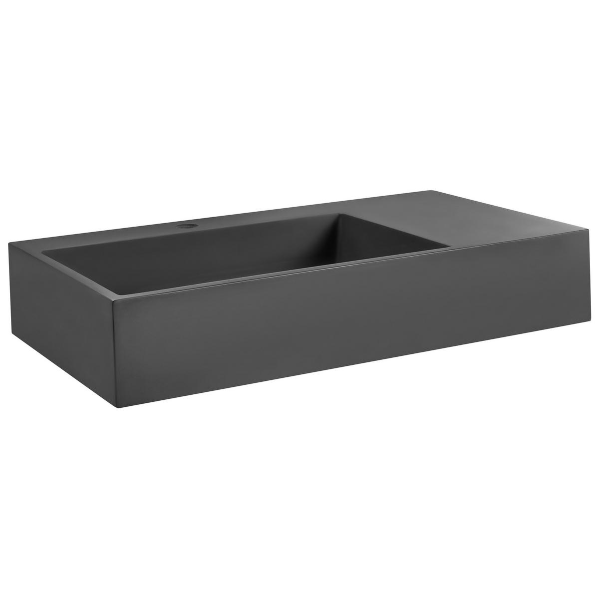 HÄNGEWASCHBECKEN Schwarz 75/43 cm Mineralguss Cusco - Schwarz, Naturmaterialen (75/15/43cm) - Beliani