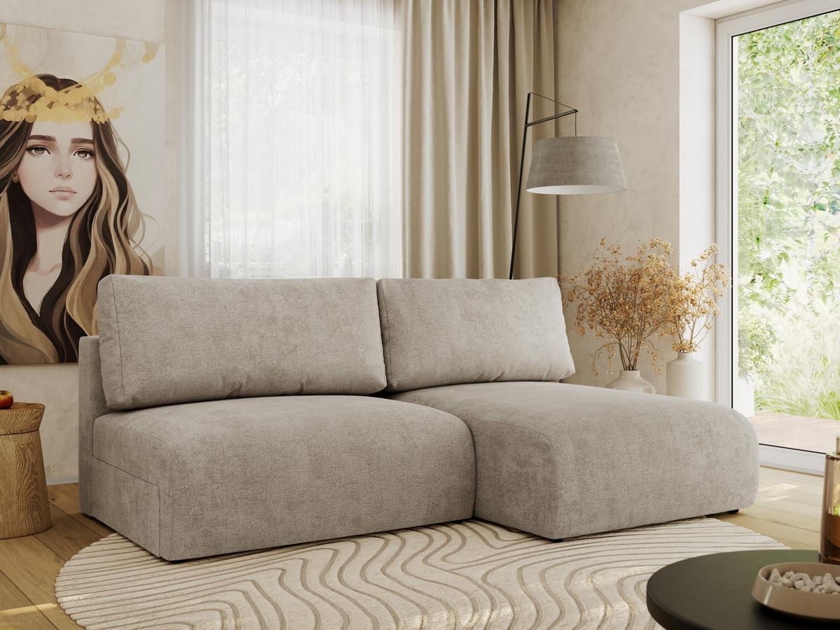 ECKSCHLAFSOFA VIVO L Beige Struktur - rechts - Beige/Schwarz, Kunststoff/Textil (150/223cm) - MKS