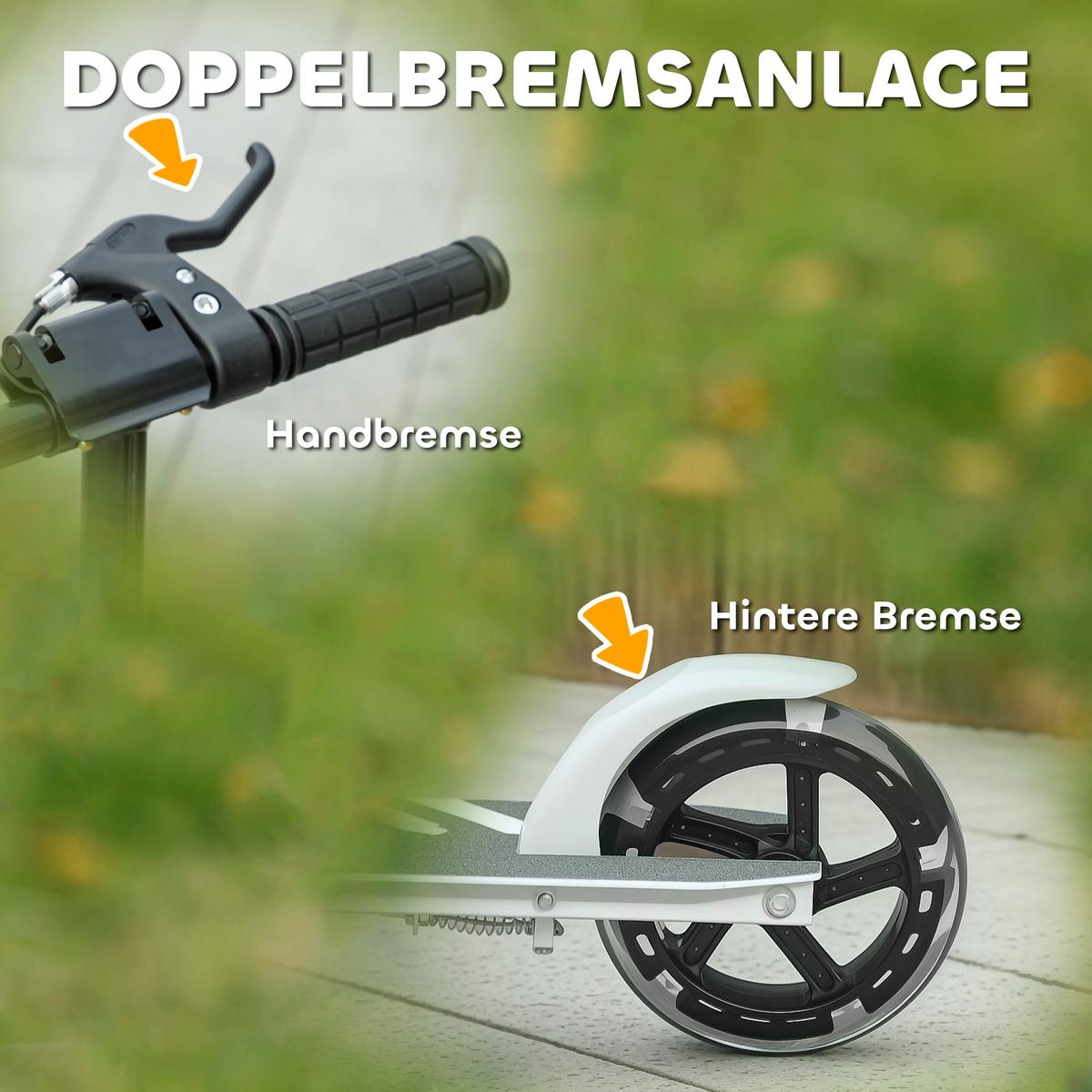 ROLLER Kinder Klappbar mit Verstellbarer Lenkerhöhe, 2 Leuchtenden Räder Weiß - Weiß, Metall (73/36/89cm) - AIYAPLAY